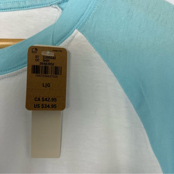 Victorias Secret Pink Large T- Shirt Cotton Love Pink Campus White & Blue - Picture 7 of 10